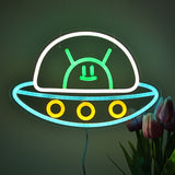 TONGER® Alien in UFO Wall LED Neon Sign Light
