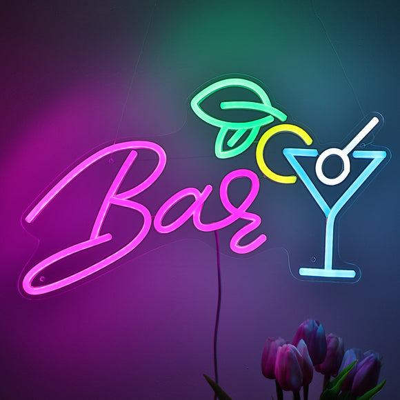 TONGER® Cocktails With Bar Wall LED Neon Sign Light