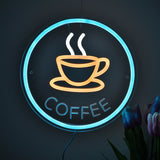 TONGER® Coffee Cup With Circle Wall LED Neon Sign Light