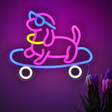 TONGER® Glasses-Wearing Skateboarding Dog Wall LED Neon Sign Light