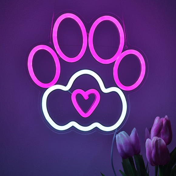 TONGER® Cat Paw Wall LED Neon Sign Light