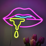 TONGER® Dripping Lips Wall LED Neon Sign Light