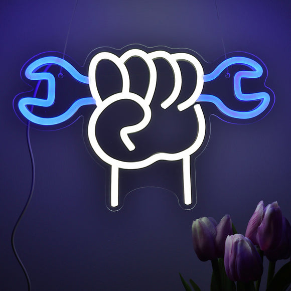 TONGER® Wrench In Hand Shaped Wall LED Neon Sign Light