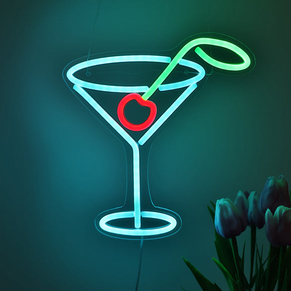 TONGER® Cocotails With Cherry Wall LED Neon Sign Light