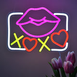 TONGER® XOXO Lips Wall LED Neon Sign Light