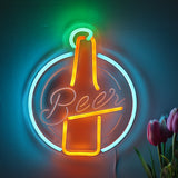 TONGER® Circle With Beer Bottle Wall LED Neon Sign Light