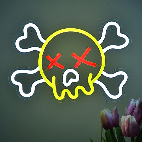TONGER® Skull And Bones Wall LED Neon Sign Light