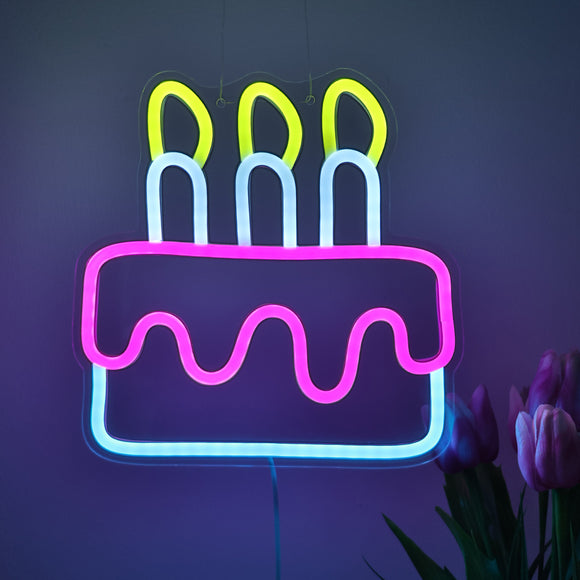 TONGER® Birthday Cake Wall LED Neon Sign Light
