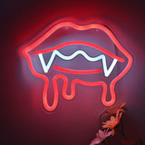 TONGER® Bloodsucker Vampire Lips With Shaped Teeth Wall LED Neon Sign Light