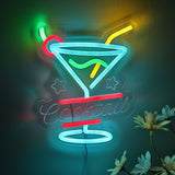 TONGER® Cocktails Glass Shape With Cherry Wall LED Neon Sign Light