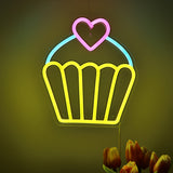 TONGER® Pink Heart Cup Cake Muffin Wall LED Neon Sign Light