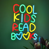 TONGER® Cool Kids Read Books Wall LED Neon Sign Light