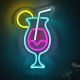 TONGER® Hurricane Cocktail Juice Glass With Lemon  Wall LED Neon Sign Light