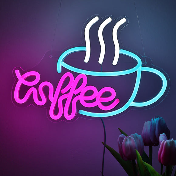 TONGER® Hot Coffee Cup Wall LED Neon Sign Light