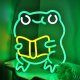 TONGER® Reading Frog Wall LED Neon Sign Light