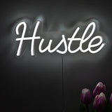 TONGER® White Hustle Wall LED Neon Sign Light