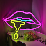 TONGER® Dripping Lips Wall LED Neon Sign Light