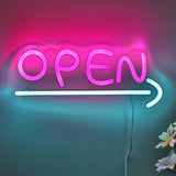 TONGER® Open With Arrow Wall LED Neon Sign Light