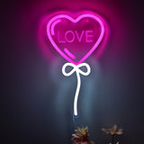 TONGER® Heart Balloon With Curving Love  Wall LED Neon Sign Light