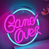 TONGER® Game Over With Circle Wall LED Neon Sign Light