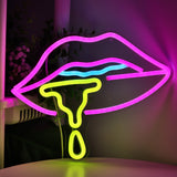 TONGER® Dripping Lips Wall LED Neon Sign Light