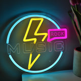 TONGER® Rock Music With Lightning Wall LED Neon Sign Light