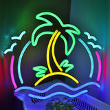 TONGER® Coconut tree with wave  Wall LED Neon Sign Light