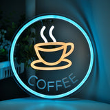 TONGER® Coffee Cup With Circle Wall LED Neon Sign Light