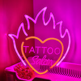 TONGER® Tattoo Heart With Fire Wall LED Neon Sign Light