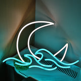 TONGER® Moon With Wave Wall LED Neon Sign Light