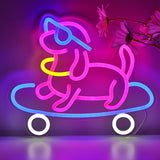 TONGER® Glasses-Wearing Skateboarding Dog Wall LED Neon Sign Light