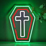 TONGER® Cross Coffin Wall LED Neon Sign Light