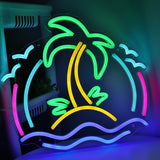 TONGER® Coconut tree with wave  Wall LED Neon Sign Light
