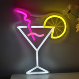 TONGER® Cocktail Glass Wall LED Neon Sign Light