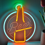 TONGER® Circle With Beer Bottle Wall LED Neon Sign Light