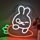 TONGER® Rabbit Carrot Wall LED Neon Sign Light