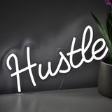 TONGER® White Hustle Wall LED Neon Sign Light