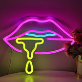 TONGER® Dripping Lips Wall LED Neon Sign Light