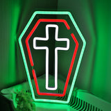 TONGER® Cross Coffin Wall LED Neon Sign Light