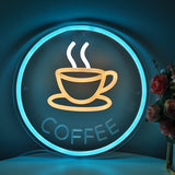 TONGER® Coffee Cup With Circle Wall LED Neon Sign Light