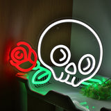 TONGER® Skull With Rose Flower Wall LED Neon Sign Light