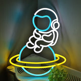 TONGER® Astronaut Sit on Earth Wall LED Neon Sign Light