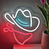 TONGER® Cowboy Hat With Mask Wall LED Neon Sign Light