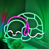 TONGER® Turtle with Headphones Wall LED Neon Sign Light