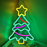 TONGER® Christmas Tree With Star Wall LED Neon Sign Light