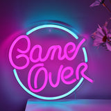 TONGER® Game Over With Circle Wall LED Neon Sign Light