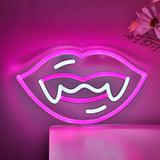 TONGER® Bloodsucker Vampire Lips With Shaped Teeth Haloween Wall LED Neon Sign Light