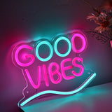TONGER® Good Vibes With Wave  Wall LED Neon Sign Light
