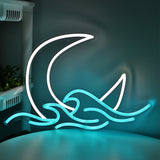 TONGER® Moon With Wave Wall LED Neon Sign Light