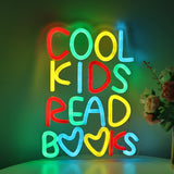 TONGER® Cool Kids Read Books Wall LED Neon Sign Light